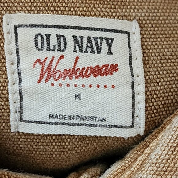 Old Navy Workwear Beige Cotton Canvas Button Front Utility Shirt - Picture 3 of 4